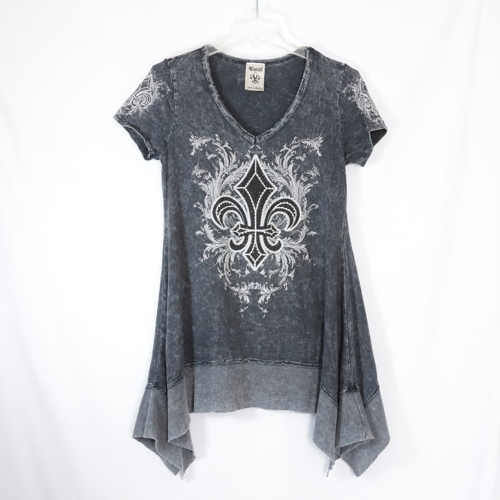Vocal Rhinestone Embellished Fleur de Lis Tunic